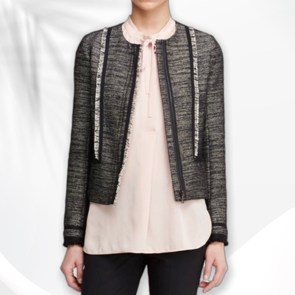 { Vince } - Fringe-Trim Boucle Jacket